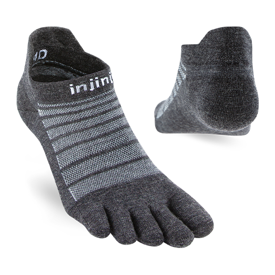 INJINJI TOE SOCKS RUN LIGHTWEIGHT NOSHOW MERINO WOOL SLATE